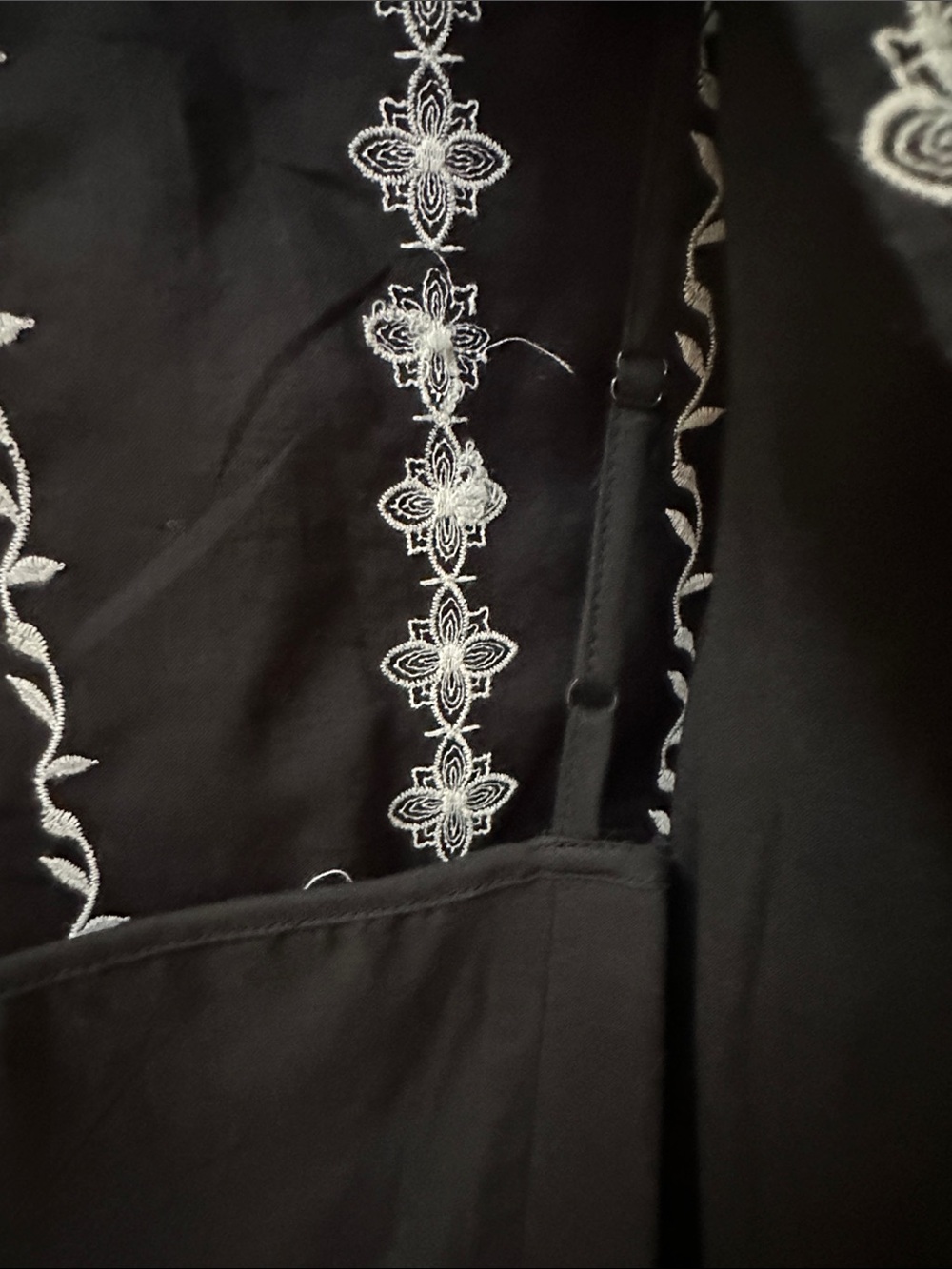 Anne Carson Black Dress with White Embroidered Stripes - Picture 9 of 15
